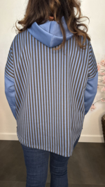 Sweater met capuchon /streep Jeans blauw