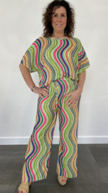 2-Delig comfy pak coloured wave groen SALE