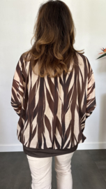 Blouse met boord lange mouw +Size Extra Bamboe bruin