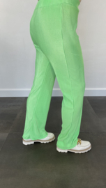 Plissé broek met wijde pijpen neon groen SALE
