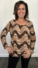 Ballon shirt met elastiek tijger wave camel (+size)