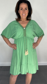 Korte jurk Roxy met elastiek  groen