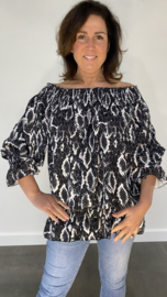 Blouse met gesmokte band Honey zwart