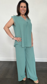 2-Delig pak georgette zeegroen