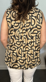 Ballon top Graphic zwart/camel