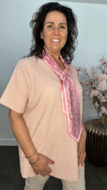 Crinkle shirt met sjaaltje Roze