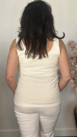 Hemd met brede schouderband ribbel Ecru