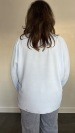 Top met strik CREPE  ijsblauw