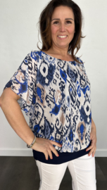 Blouse met boord aztec marine