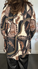 Blouse Panters en Chains Zwart