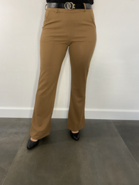 Flared pantalon met riem camel