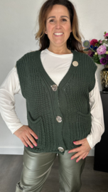 Mouwloos vest met knopen groen