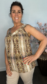 Ballon top met V-hals Python camel