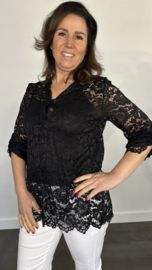 Kanten blouse Kyra 2-delig zwart