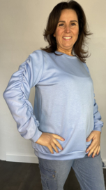 Sweater met gesmokte mouwen ijsblauw