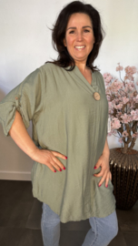 Blouse Linda linnenlook Army