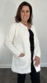 Fluffy vest met knoopsluiting ecru