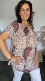 Shirt met koord travel Dreams aubergine