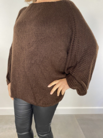 Oversized gebreide zachte trui Lia donker bruin