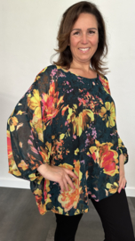 Ballon blouse roos donker groen +SIZE extra