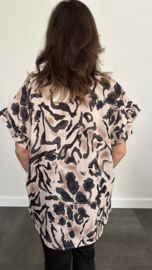Panter shirt met ruche zwart