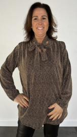 Blouse met strik sparkle lines goud