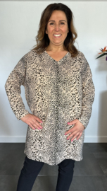 Tuniek cheeta met v-hals zand