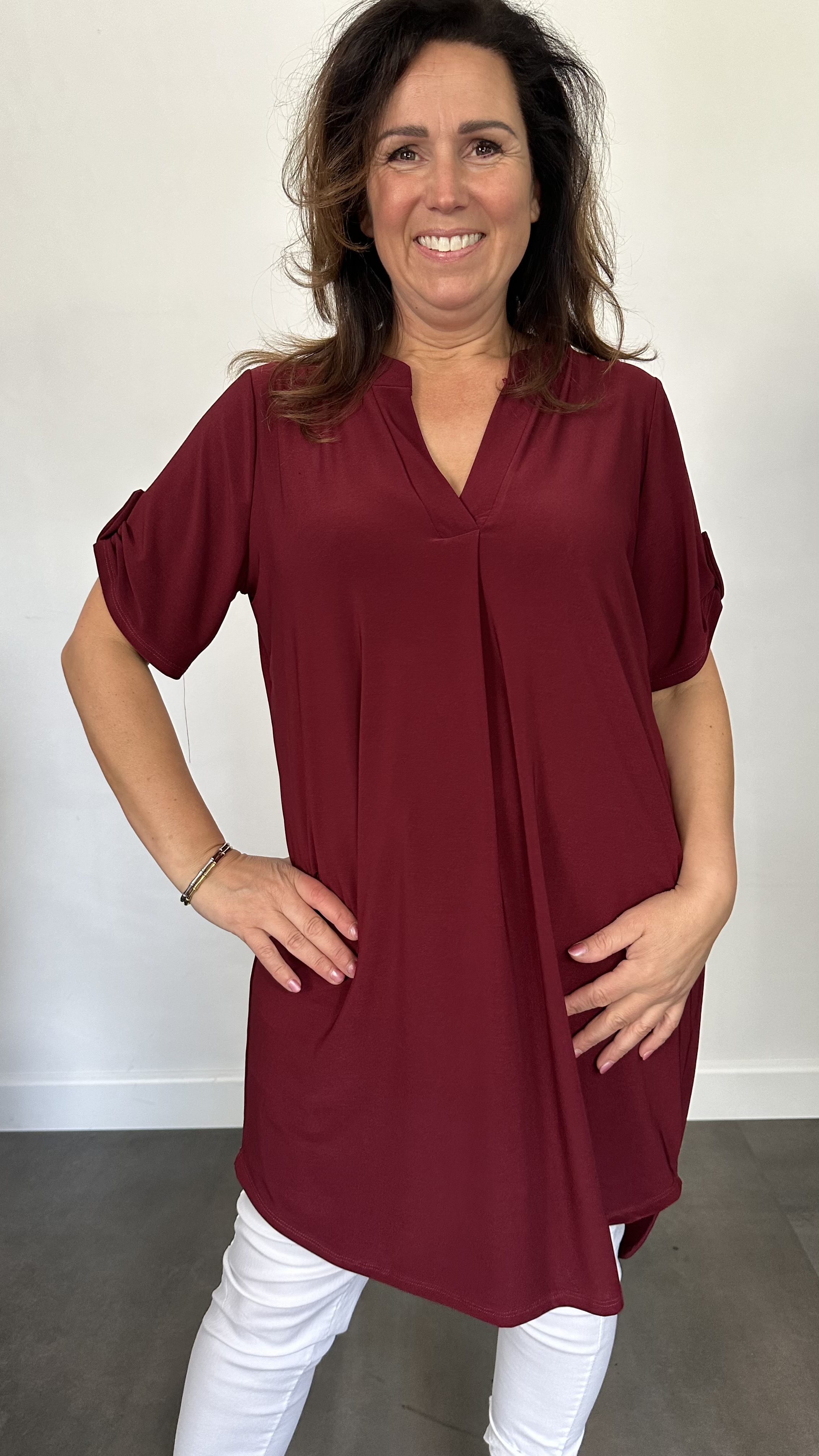 Tuniek liz korte mouw bordeaux