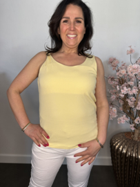 Hemd met brede schouderband ribbel Geel