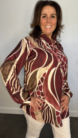 Stretch blouse soft Animal mix Bordeaux