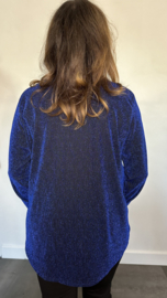 Top "glitter zipp" sparkle lines kobalt blauw