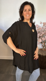 Blouse Linda linnenlook Zwart