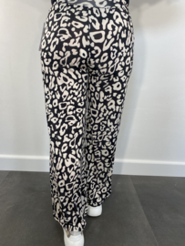 Flared pants panter zwart/ ecru