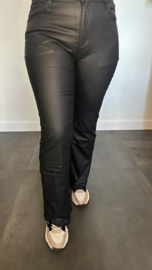 B.S. Lederlook broek FLARED zwart