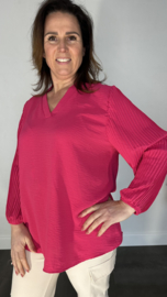 Blouse Tina met plissé pofmouw fuchsia