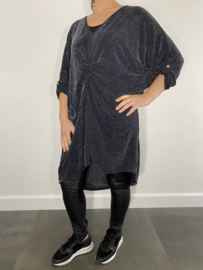 Glitter tuniek/ jurk met twist zilver 