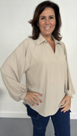 Blouse GiGi met pofmouw zand