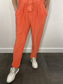 Bandplooi broek met strik koraal SALE
