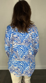 Stretch blouse travel zebra kobalt