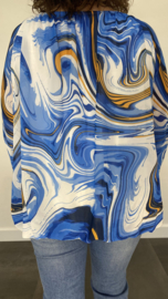 Ballon blouse lava kobalt blauw +SIZE