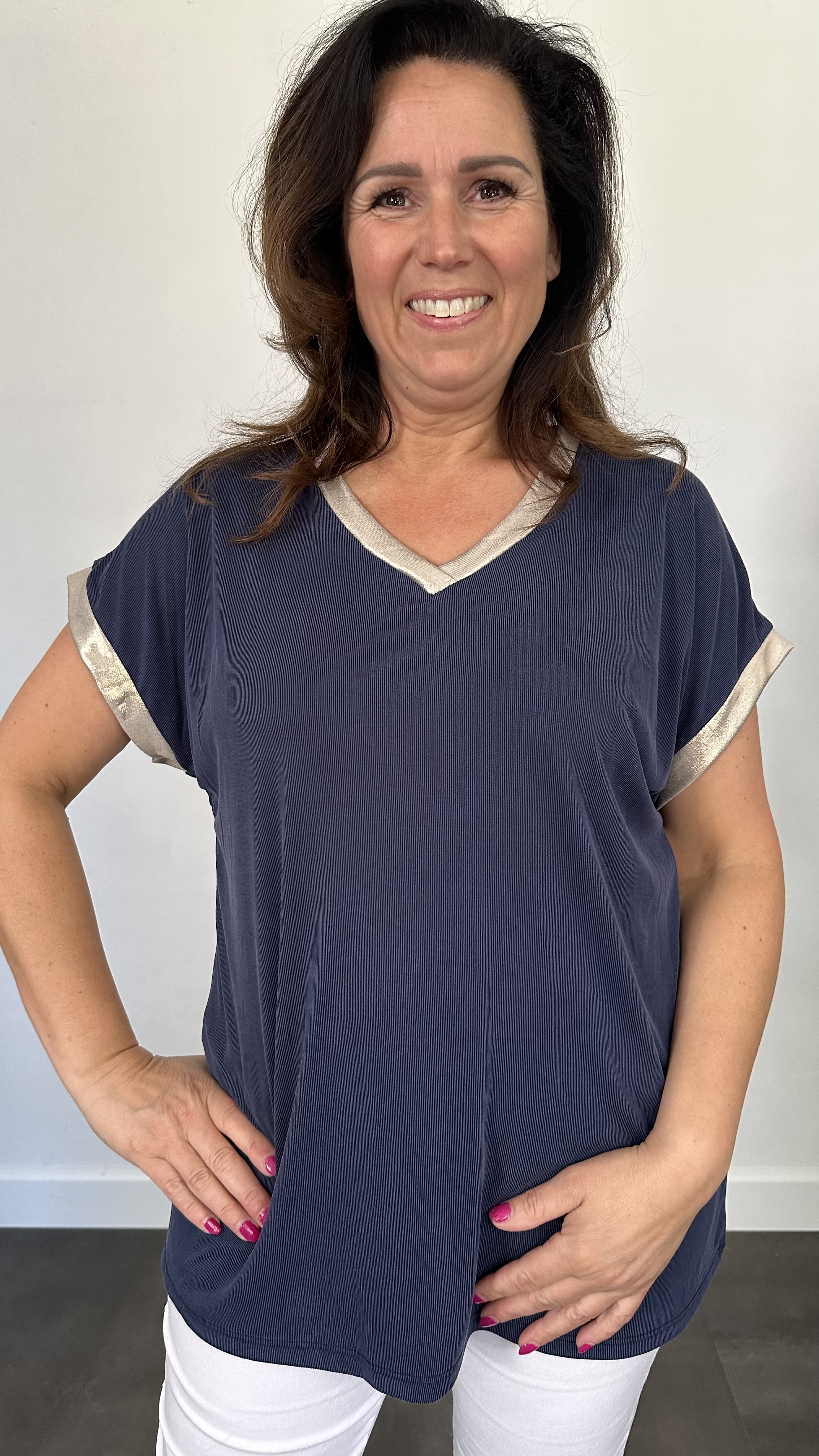 Shirt Milou goud/ marine