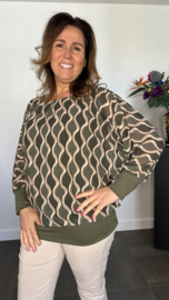 Blouse met boord wavy army