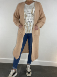 Gebreid vest met pofmouw oud roze