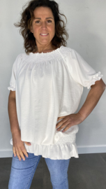 Blouse Boho met gesmokte elastische band ecru