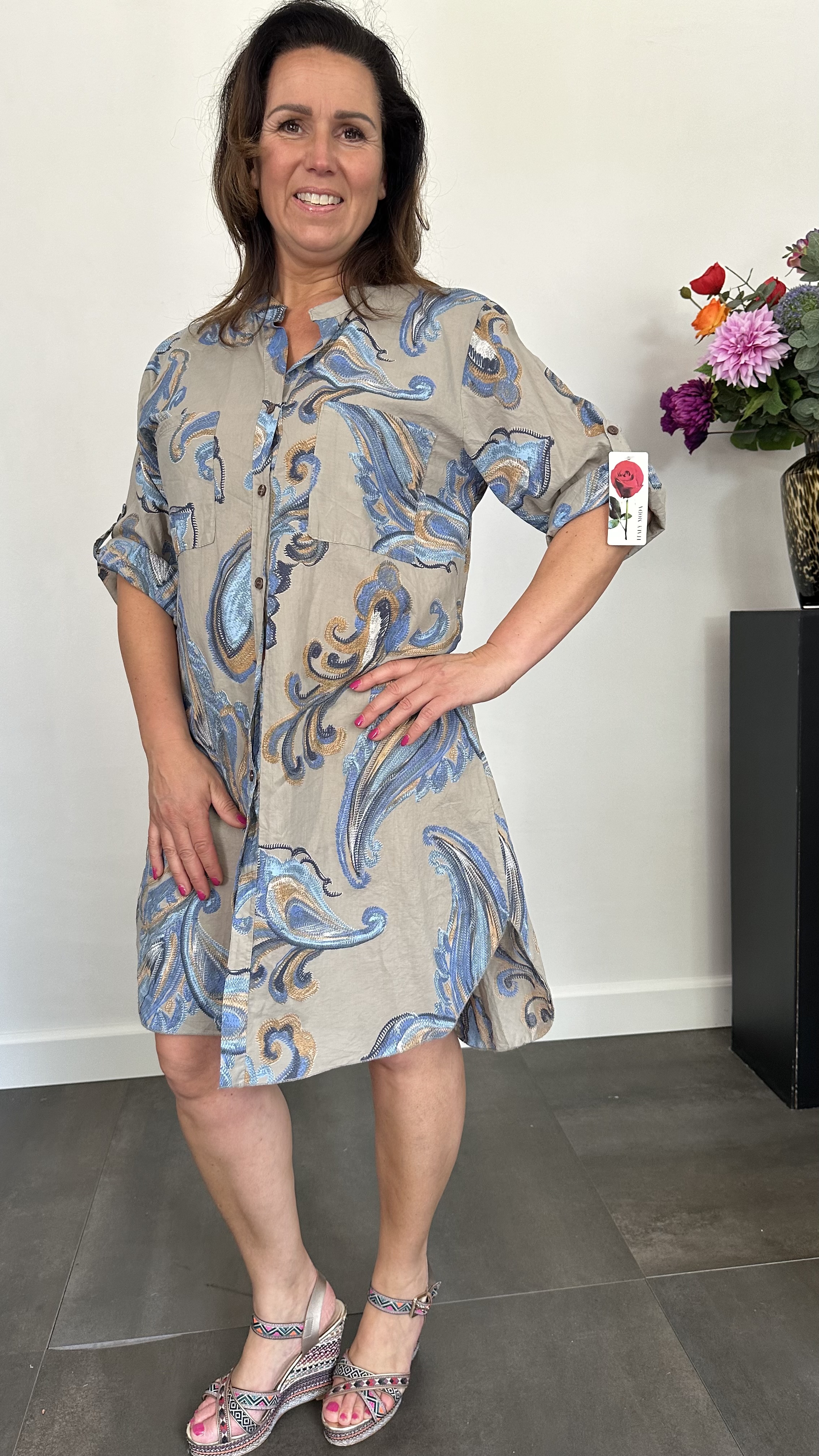 Blouse/jurk Sanne paisley taupe