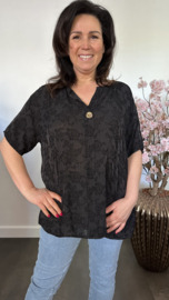 Blouse Silvi flowers Zwart