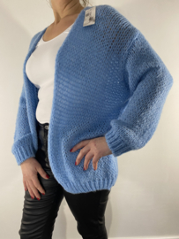 Kort grof gebreid vest ijsblauw