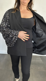 Blazer met pailletten ballonmouwen + SIZE zwart/zilver