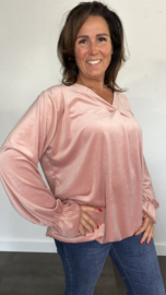Velvet top Bianca +SIZE oud roze