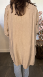Blouse Linda linnenlook Taupe
